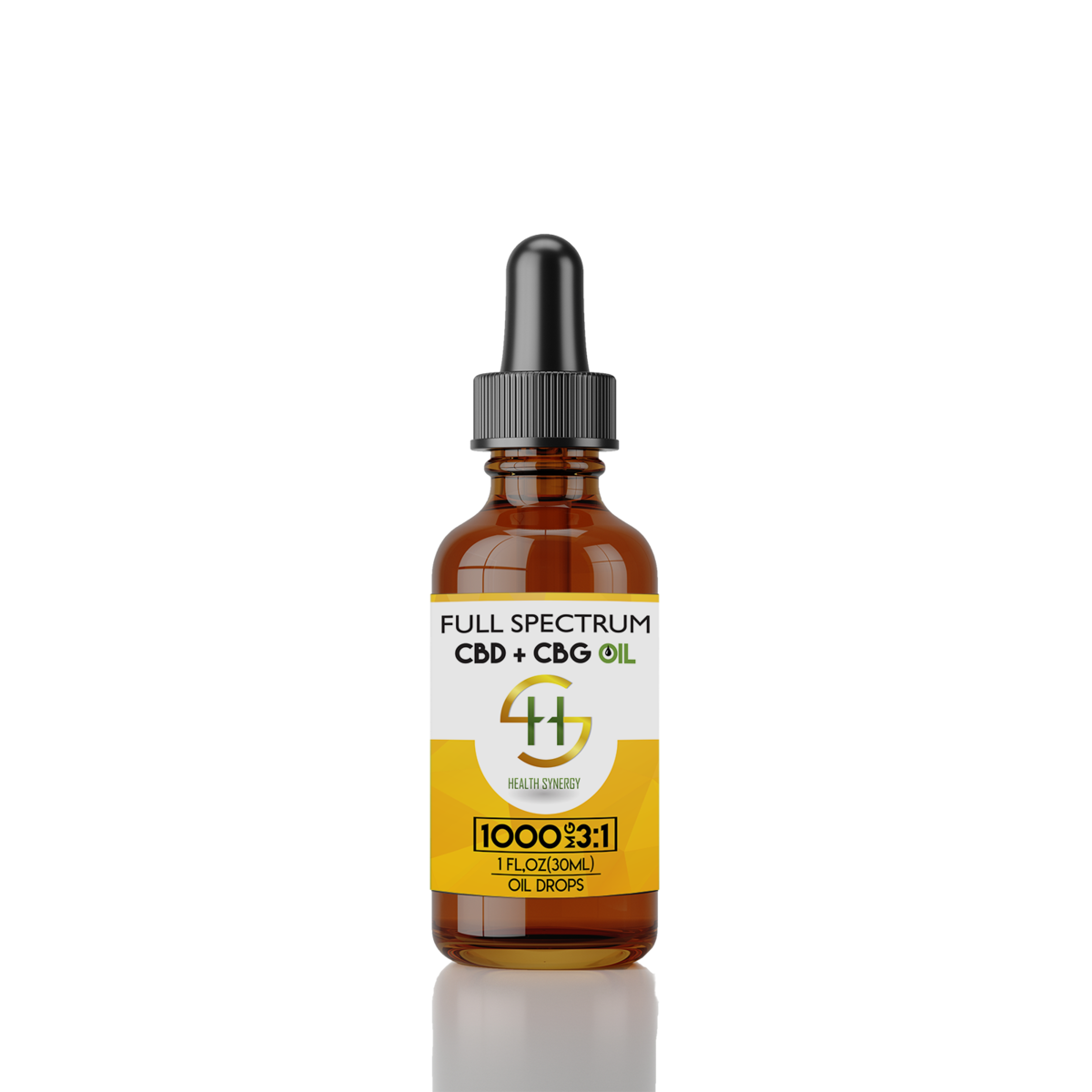 Health Synergy Full Spectrum 1000mg CBD and CBG Oil – natural hemp extract tincture for stress relief, relaxation, and daily wellness – 30ml bottle.