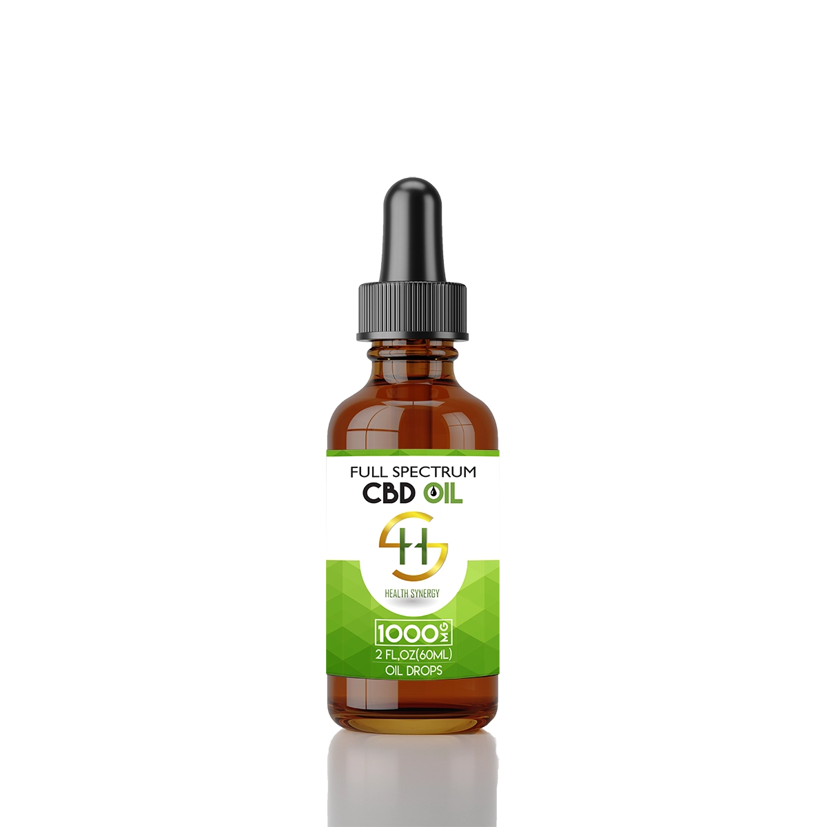 Health Synergy Full Spectrum 1000mg CBD Oil – natural hemp extract tincture for stress relief, relaxation, and daily wellness – 60ml bottle.