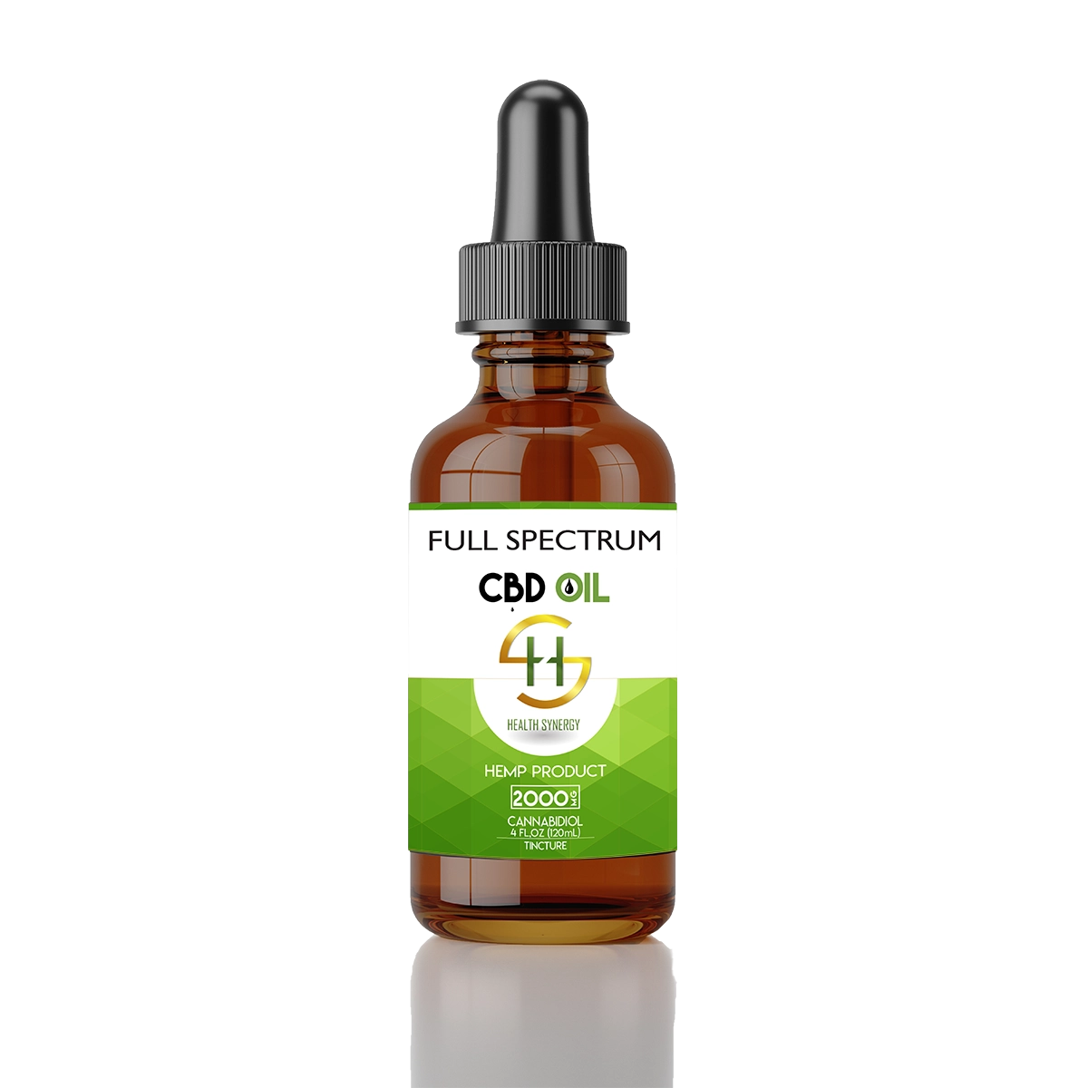 Health Synergy Full Spectrum 2000mg CBD Oil – natural hemp extract tincture for stress relief, relaxation, and daily wellness – 120ml bottle.