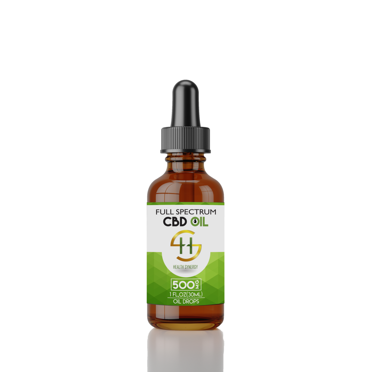Health Synergy Full Spectrum 500mg CBD Oil – natural hemp extract tincture for stress relief, relaxation, and daily wellness – 30ml bottle.