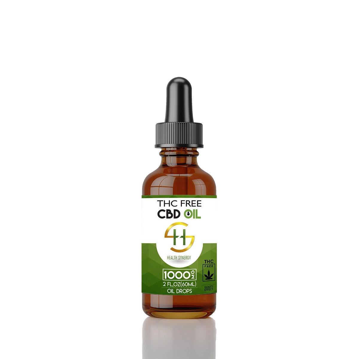 Health Synergy THC Free Broad Spectrum 1000mg CBD Oil – natural hemp extract tincture for stress relief, relaxation, and daily wellness – 60ml bottle.