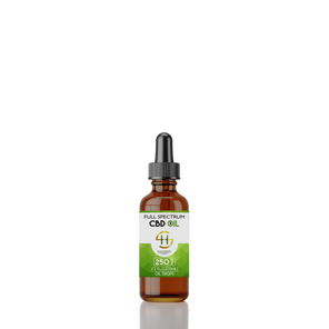 Health Synergy Full Spectrum 250mg CBD Oil half-ounce bottle — fast-acting hemp extract tincture for calm, focus, and relaxation.
